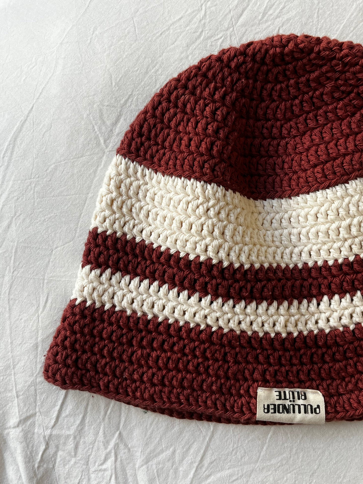 cotton crochet bucket hat - CLEMATIS (rose/beige)