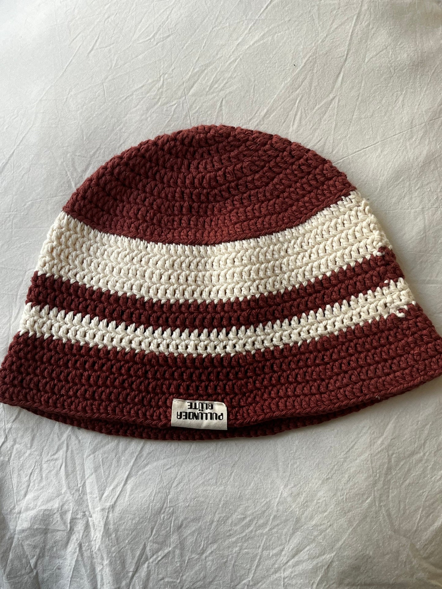 cotton crochet bucket hat - CLEMATIS (rose/beige)