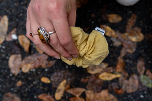 Scrunchie Pilea - Gelbes Musselin