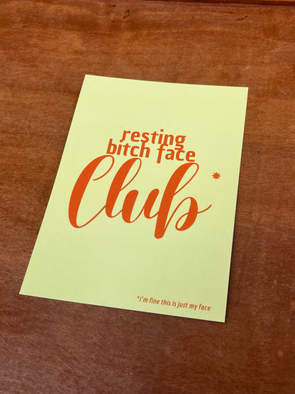 Postkarte "RESTING BITCH FACE CLUB"
