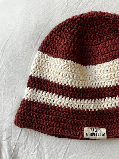 cotton crochet bucket hat - CLEMATIS (rose/beige)