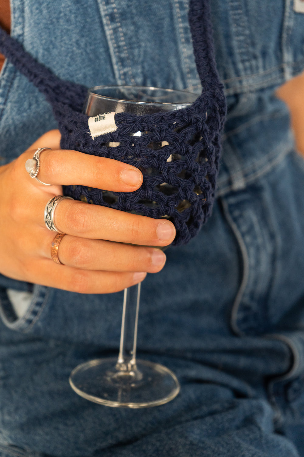 WEINGLASHALTER VITIS - dunkelblau -by Pullunderblüte