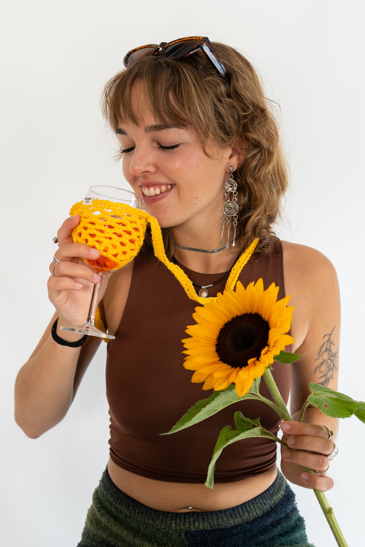 WEINGLASHALTER VITIS - sonnengelb -by Pullunderblüte