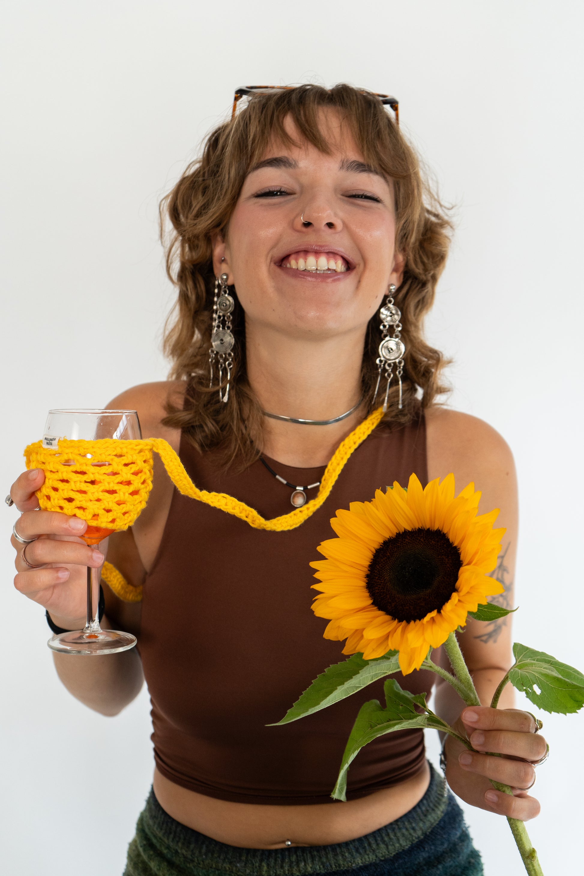 WEINGLASHALTER VITIS - sonnengelb -by Pullunderblüte