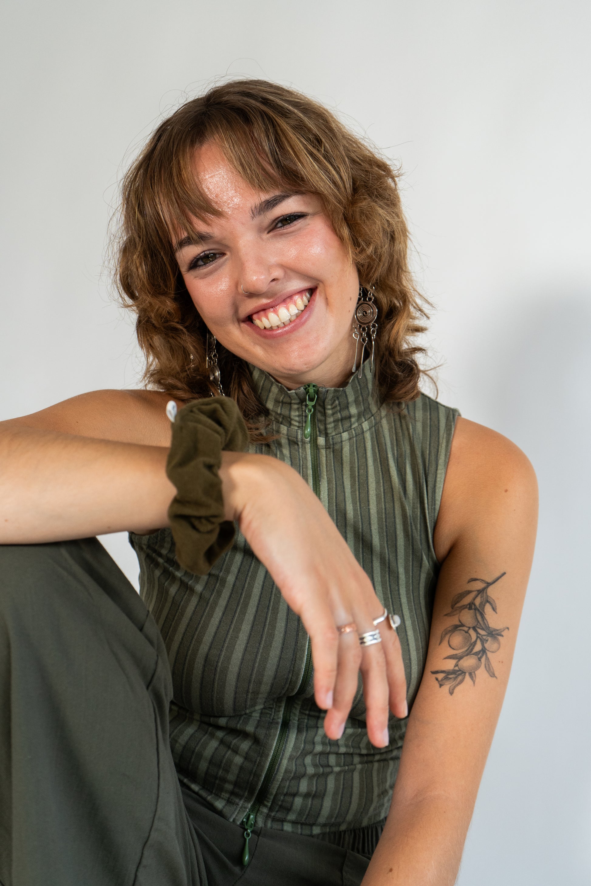 Scrunchie Pilea - Grüner Cord -by Pullunderblüte