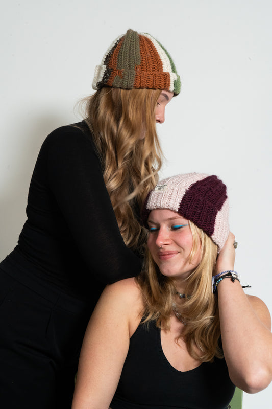 crochet_BEANIE greenbrownorange